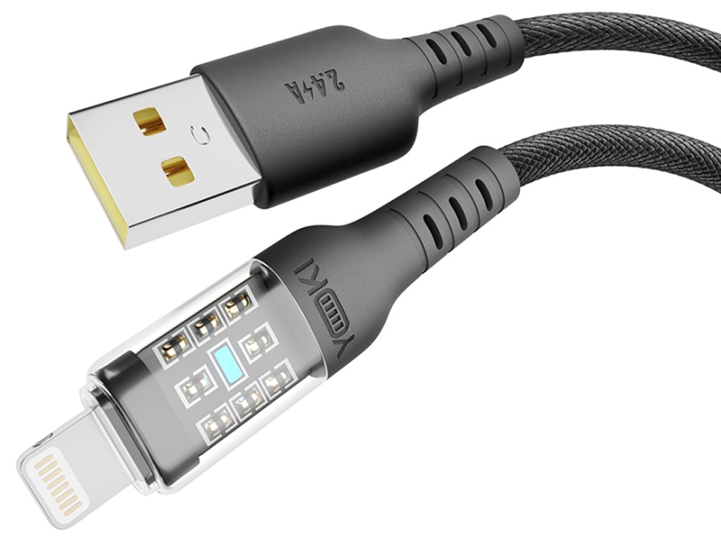 Кабель Yoki Cyber, USB-A - Lightning, 2,4A, 2м, колір чорний