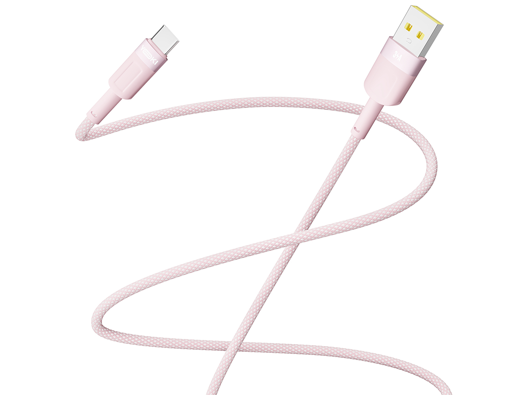 Кабель Yoki Style, USB-A — Type-C, 60W, 1,2м, Розовый