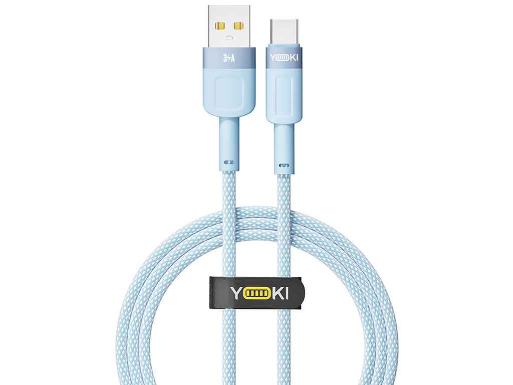 Кабель Yoki Style, USB-A — Type-C, 60W, 1,2м, Синий