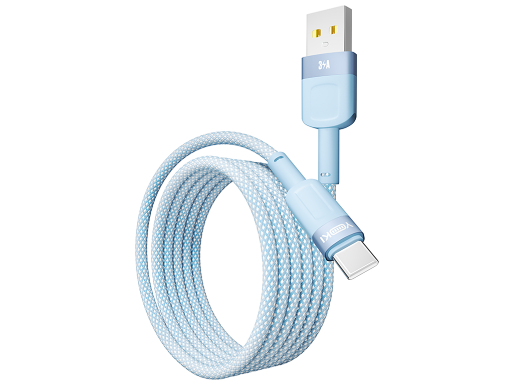 Кабель Yoki Style, USB-A — Type-C, 60W, 1,2м, Синий
