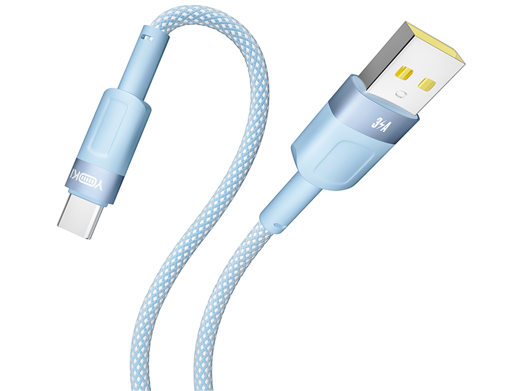 Кабель Yoki Style, USB-A — Type-C, 60W, 1,2м, Синий