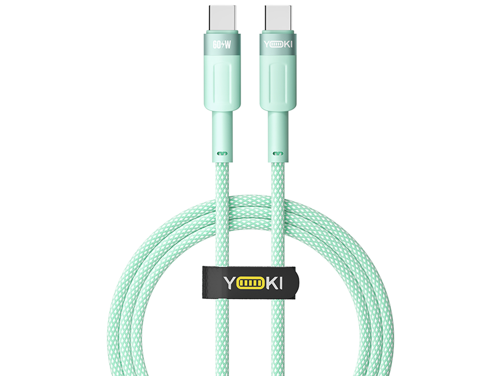 Кабель Yoki Style, Type-C — Type-C, 60W, 1,2м, Мятный