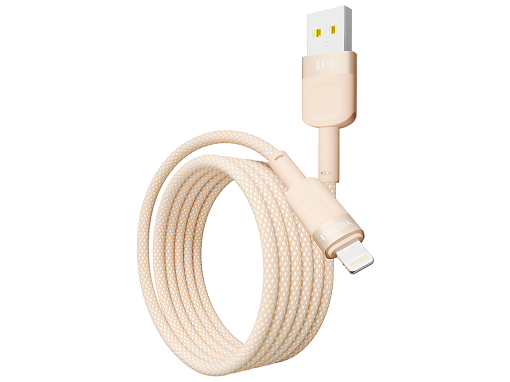 Кабель Yoki Style, USB-A — Lightning, 12W, 1,2м, Оранжевый
