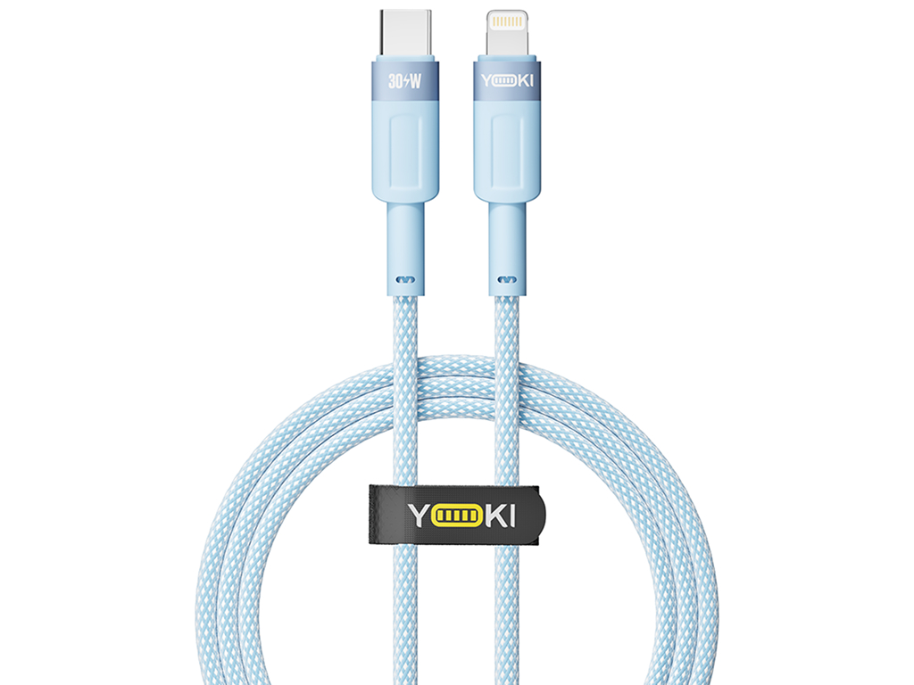 Кабель Yoki Style, Type-C — Lightning, 30W, 1,2м, Голубой