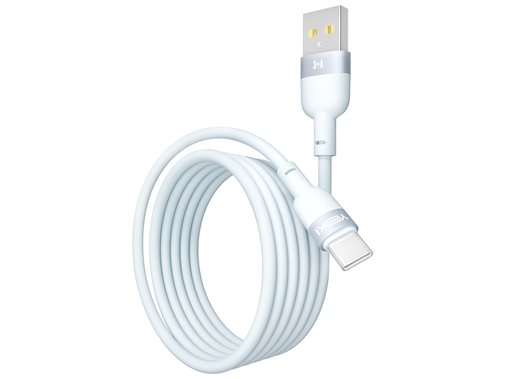 Кабель Yoki Silicone, USB-A - Type-C, 3A, 1,2 м, Блакитний