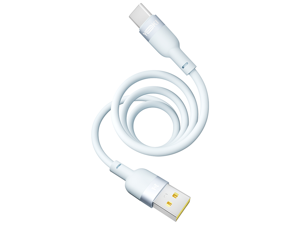 Кабель Yoki Silicone, USB-A - Type-C, 3A, 1,2 м, Блакитний