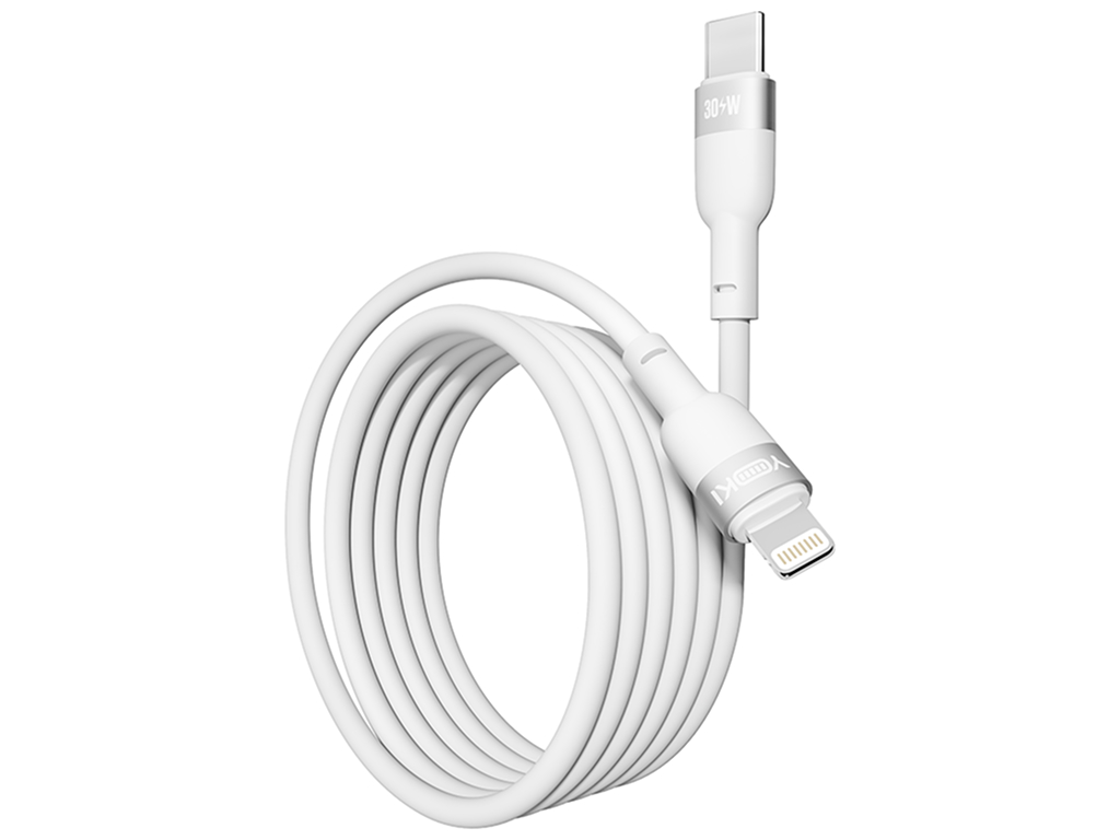 Кабель Yoki Silicone, Type-C — Lightning, 30Вт, 1,2м, Белый