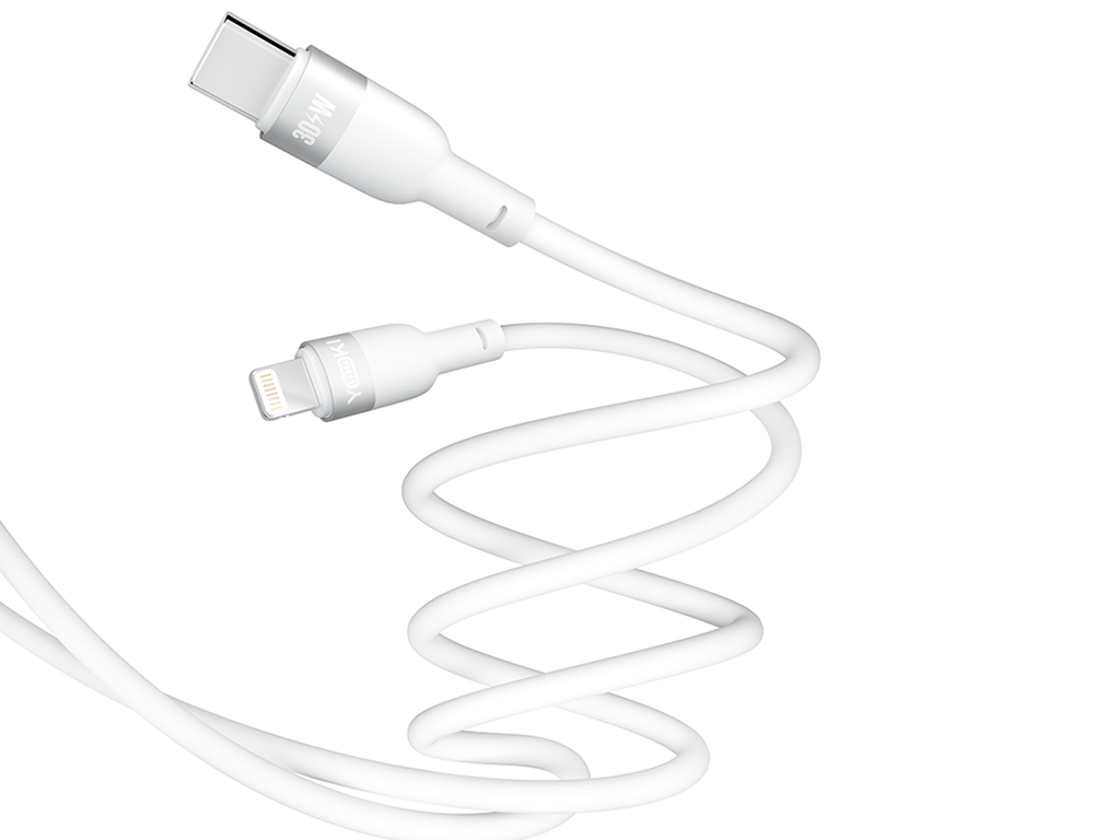 Кабель Yoki Silicone, Type-C — Lightning, 30Вт, 1,2м, Белый