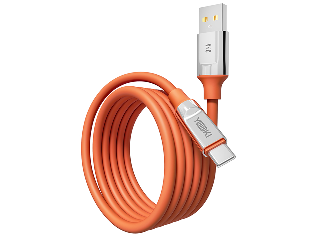 Кабель Yoki Ultra, USB-A — Type-C, 60W, 1,2м, Оранжевый