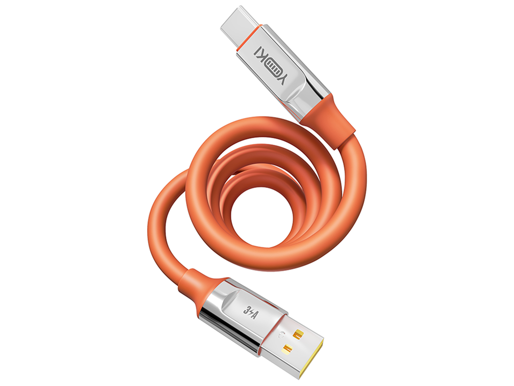 Кабель Yoki Ultra, USB-A — Type-C, 60W, 1,2м, Оранжевый