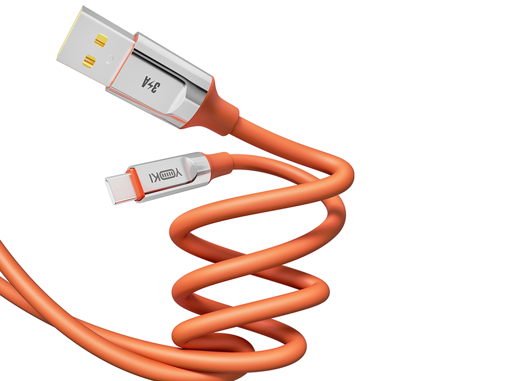 Кабель Yoki Ultra, USB-A — Type-C, 60W, 1,2м, Оранжевый