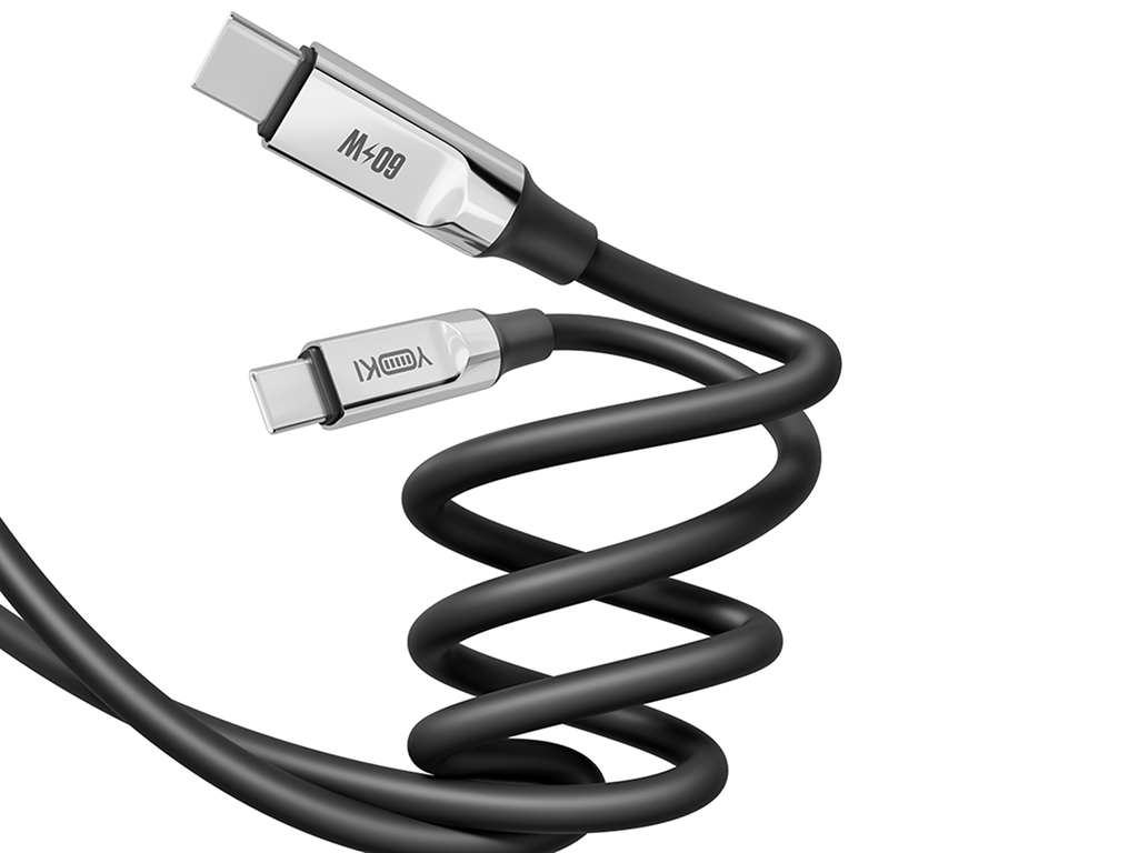 Кабель Yoki Ultra, Type-C - Type-C, 60W, 1,2м, Чорний