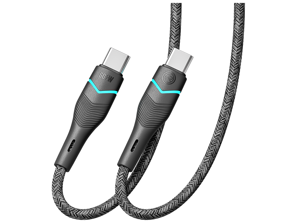 Кабель USB Ridea RC-RL15 RGB Light Type-C to Type-C 60W 1,2м Цвет Черный