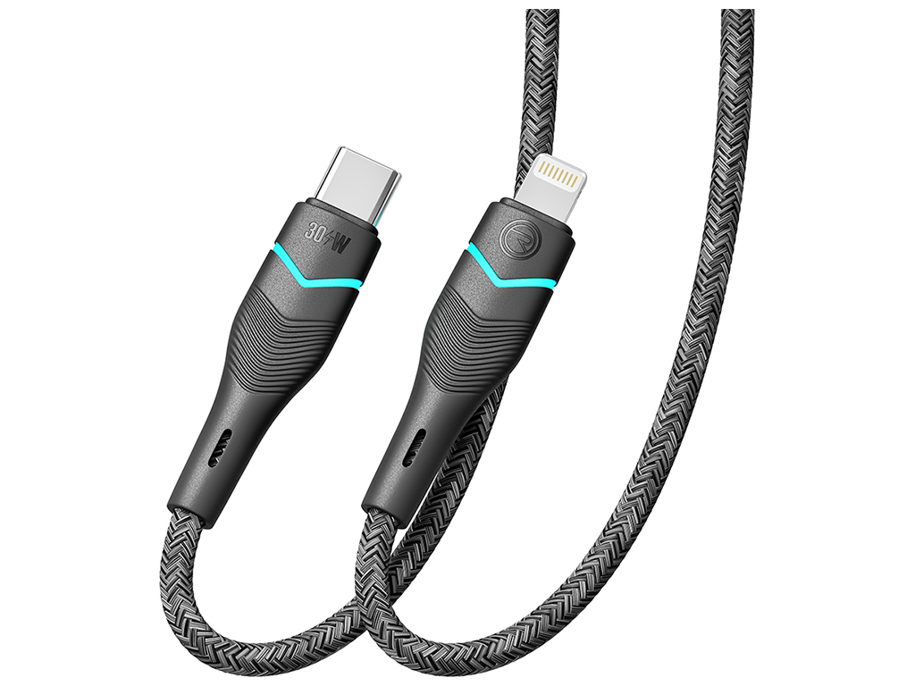 Кабель USB Ridea RC-RL15 RGB Light Type-C to Lightning 30W 1,2м Цвет Черный