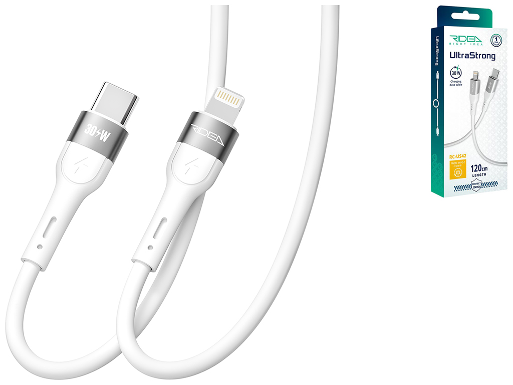 Кабель USB Ridea RC-XS51 X-Silicone Type-C to Lightning 30W 1,2м Цвет Белый