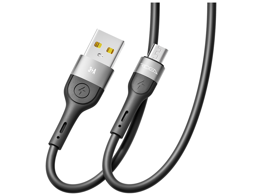 Кабель USB Ridea RC-XS51 X-Silicone MicroUSB 3A 2м, Цвет Черный