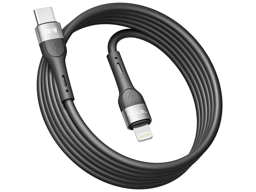 Кабель USB Ridea RC-XS51 X-Silicone Type-C to Lightning 30W 2м, Цвет Черный
