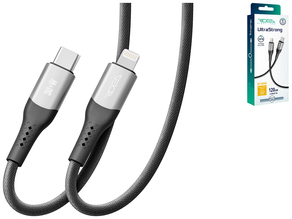 Кабель USB Ridea RC-US42 UltraStrong Type-C to Lightning 30W 1,2м Цвет Черный