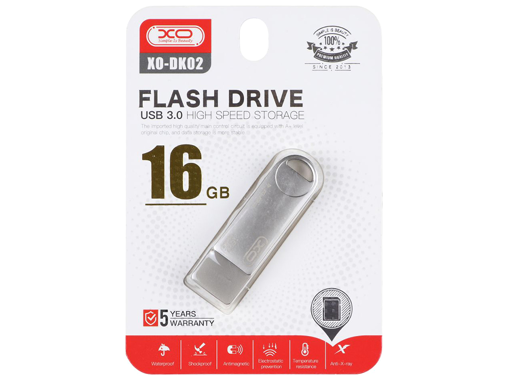 USB флеш-накопитель XO DK02 USB3.0 16GB, Стальной