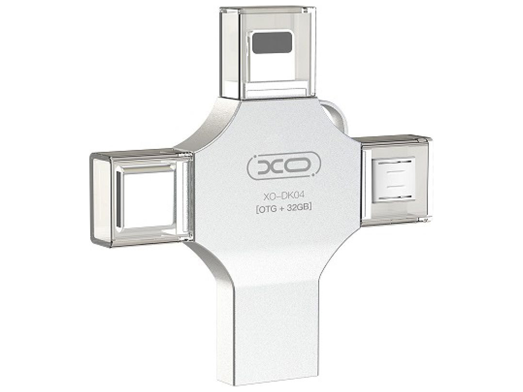 USB Flash накопитель XO DK04 USB2.0 4 in 1 32GB Цвет Стальной