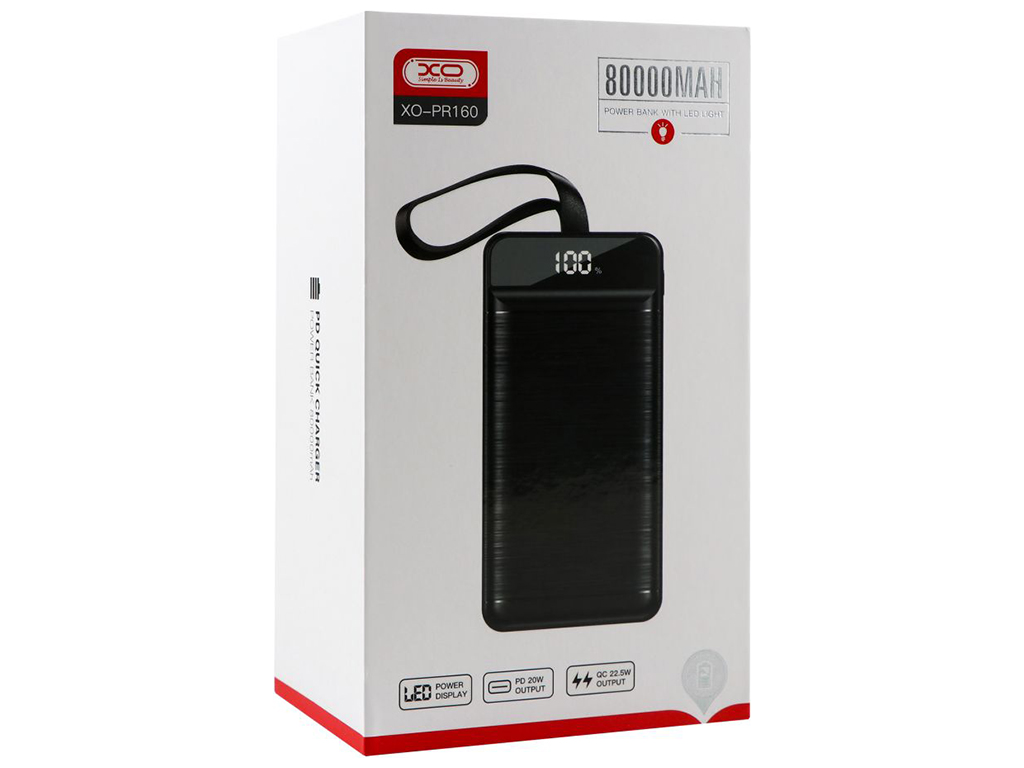 Power Bank XO PR160 QC22.5W PD20W 80000 mAh Цвет Черный