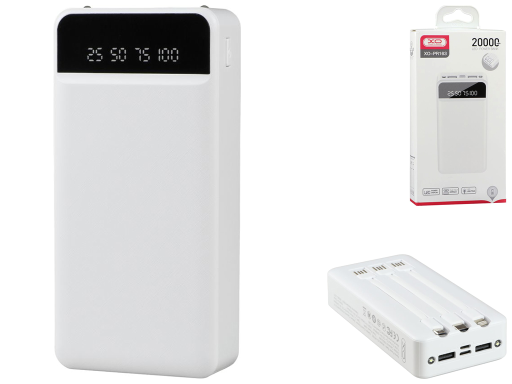 Power Bank XO PR163 with emergency lighting 20000 mAh, Белый