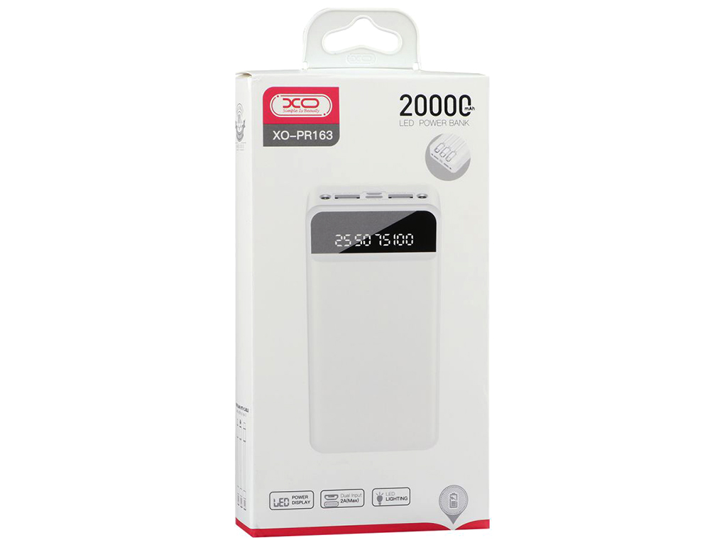 Power Bank XO PR163 with emergency lighting 20000 mAh, Белый