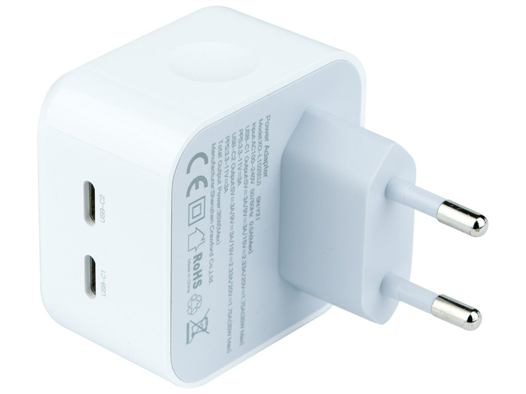 Сетевое зарядное устройство XO L102 EU Dual type-C port 35W Цвет Белый