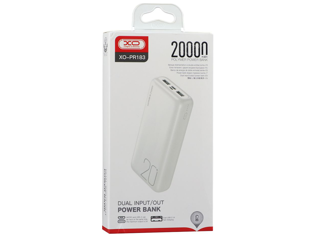 Power Bank XO PR183 20000 mAh, Белый