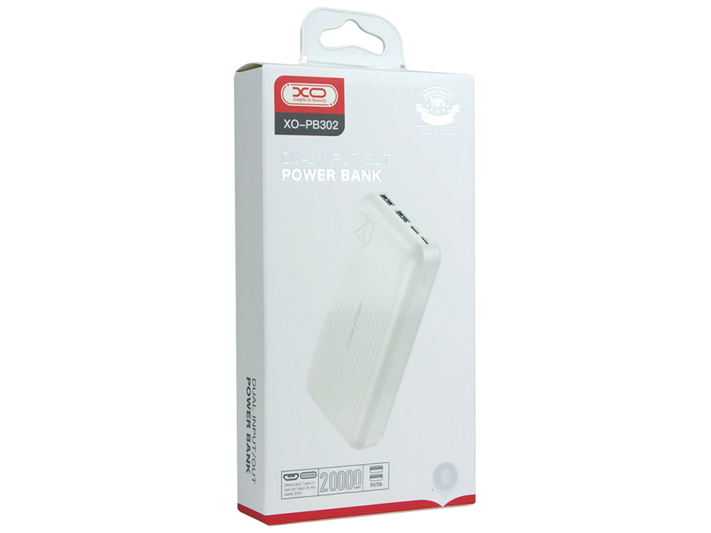 Power Bank XO PB302 20000 mAh, Белый