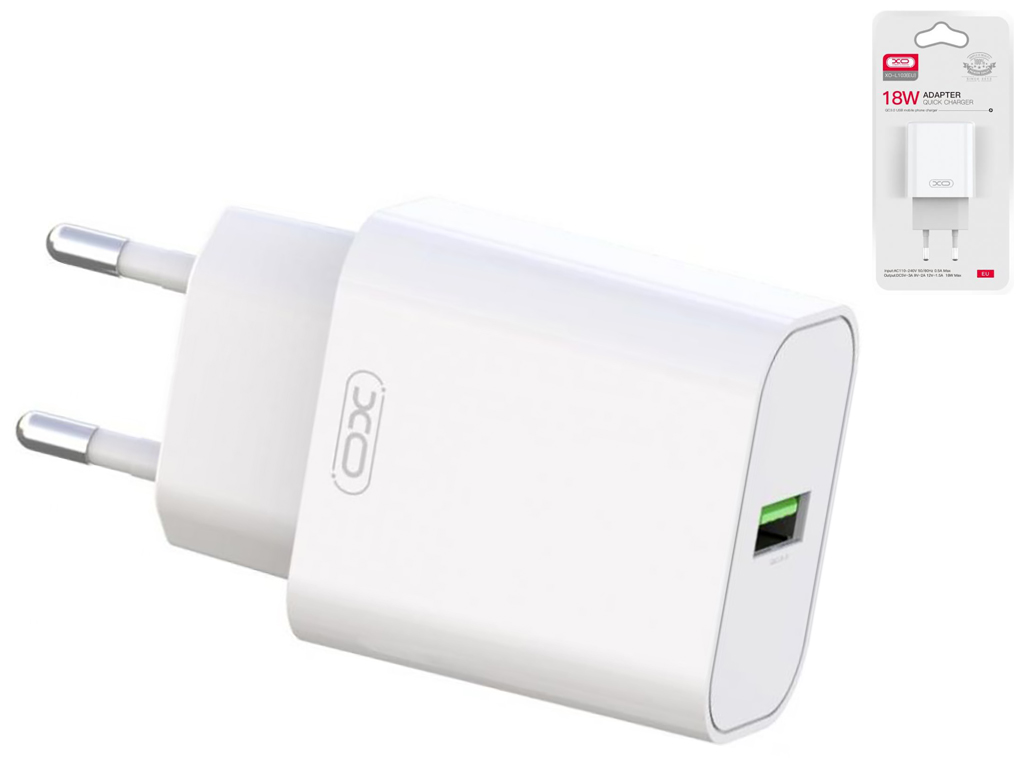 Сетевое Зарядное Устройство XO L103 1USB QC 18W Цвет Белый