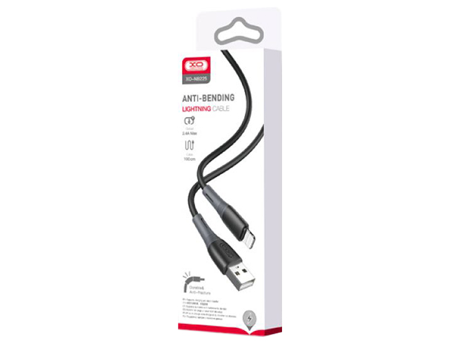 Кабель USB XO NB225 Silicone two-color Lightning, Черный