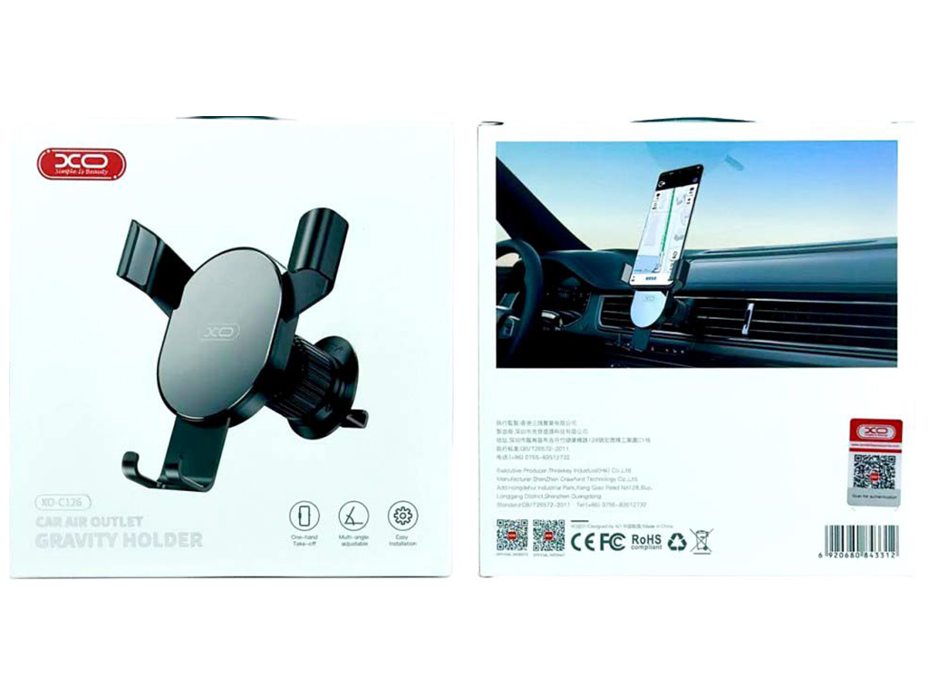 Автодержатель XO C126 Mirror face gravity Цвет Черный