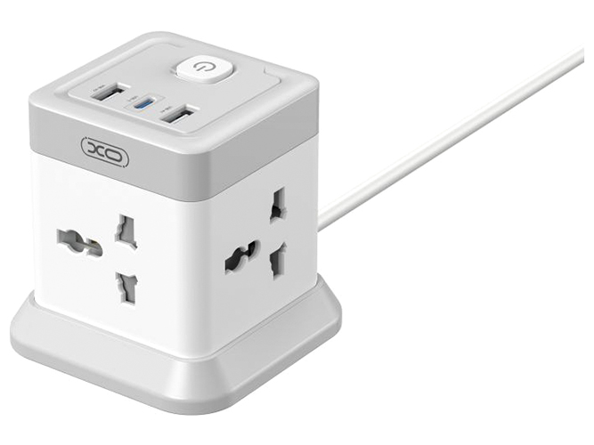 Сетевой Удлинитель XO WL20 20W Square Socket 4AC +USB-A+1USB-C PD/QC 2m Цвет Белый