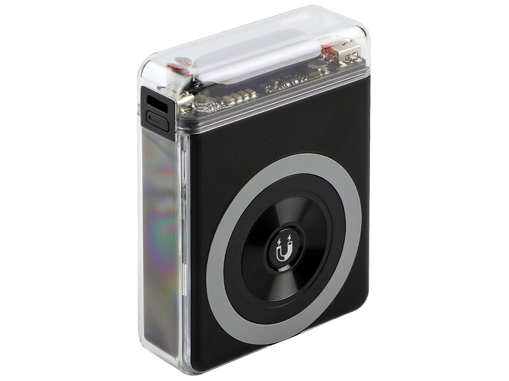 Power Bank XO PR226 Mini Transparent Magnetic Absorption 15W 10000mAh Цвет Черный