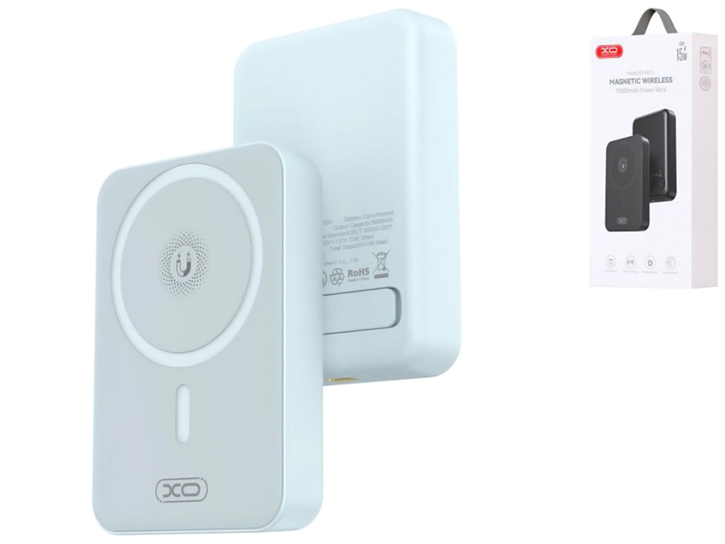 Универсальная мобильная батарея Power Bank XO PR231 Magnetic, 10000mAh, цвет голубой