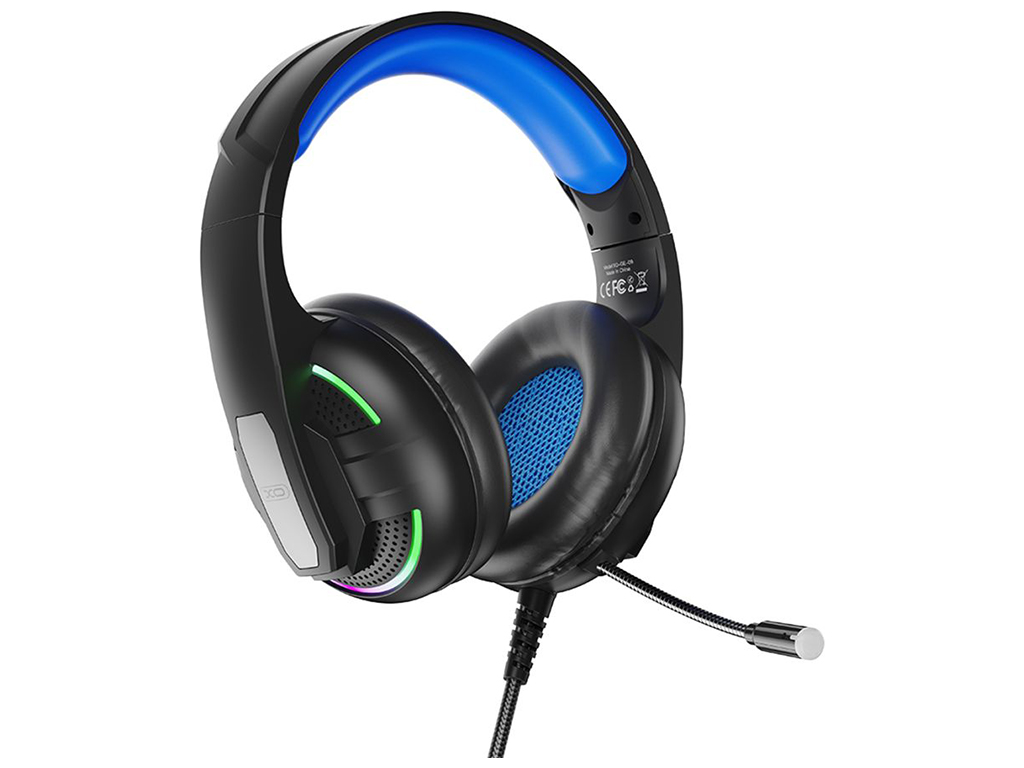 Игровые наушники XO-GE-09 Static RGB Long мic Headworn USB+3.5 (with adapter cable) Цвет Черный
