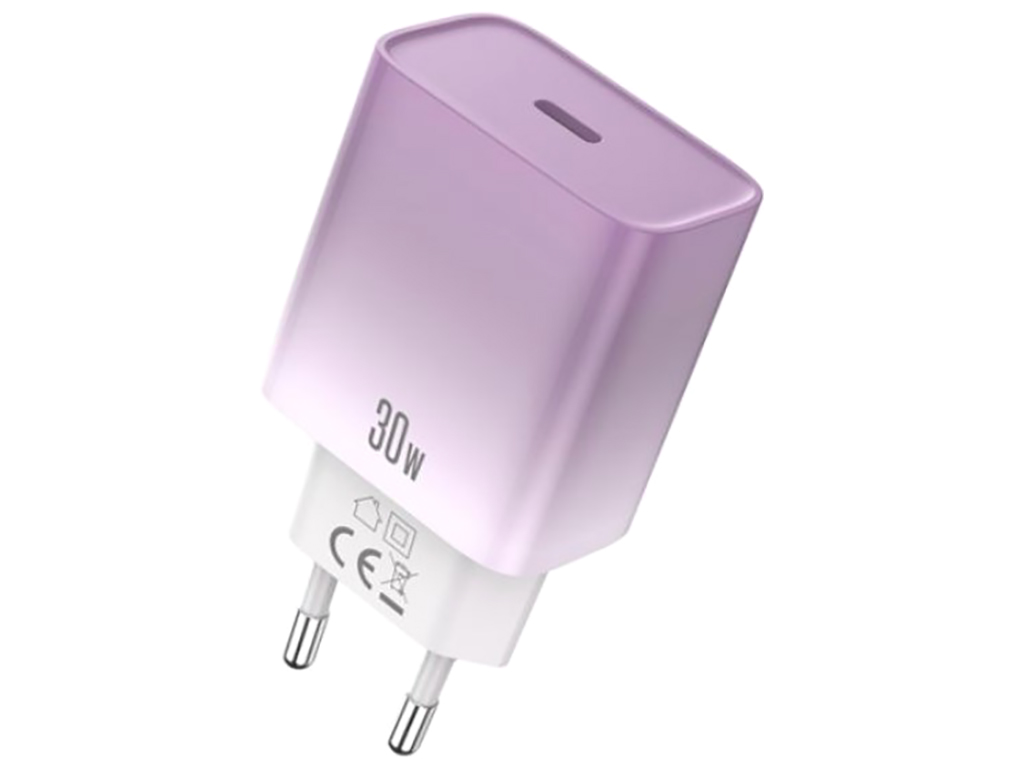 Сетевое Зарядное Устройство XO CE18 1Type-C PD/QC 30W, Цвет Фиолетовый