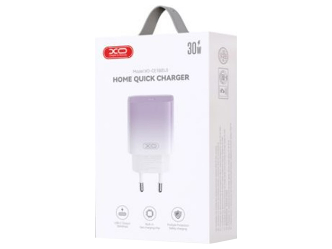 Сетевое Зарядное Устройство XO CE18 1Type-C PD/QC 30W, Цвет Фиолетовый