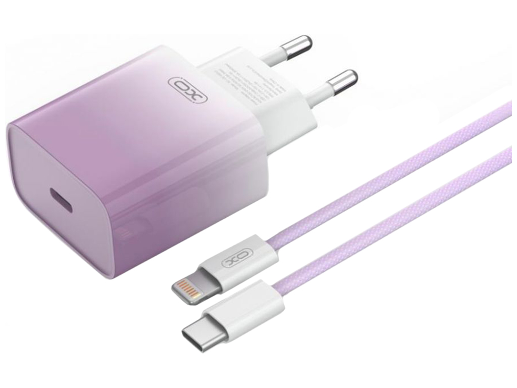 Сетевое Зарядное Устройство XO CE18 1Type-C PD/QC 30W Type-C to Lightning, Цвет Фиолетовый