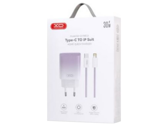Сетевое Зарядное Устройство XO CE18 1Type-C PD/QC 30W Type-C to Lightning, Цвет Фиолетовый
