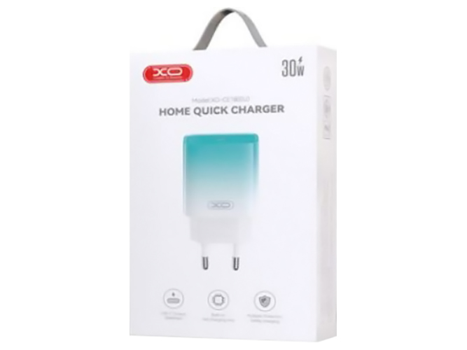 Сетевое Зарядное Устройство XO CE18 1Type-C PD/QC 30W, Цвет Голубой