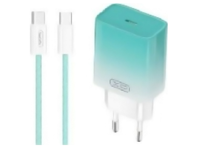 Сетевое Зарядное Устройство XO CE18 1Type-C PD/QC 30W Type-C to Type-C, Цвет Голубой