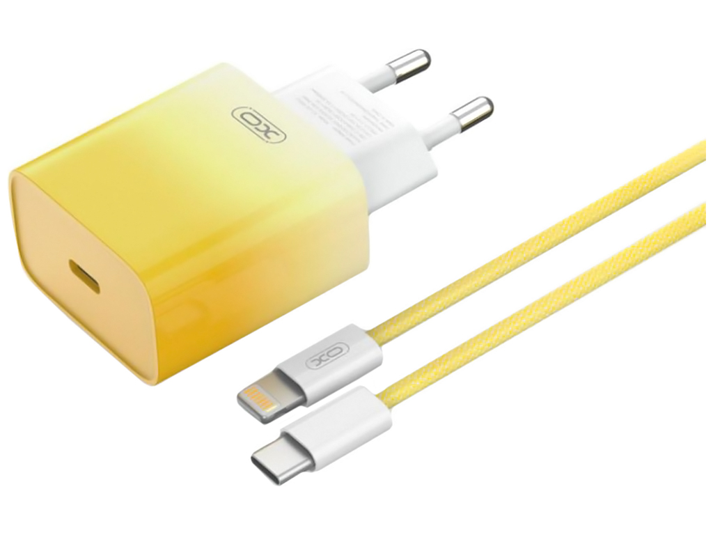Сетевое Зарядное Устройство XO CE18 1Type-C PD/QC 30W Type-C to Lightning, Цвет Желтый