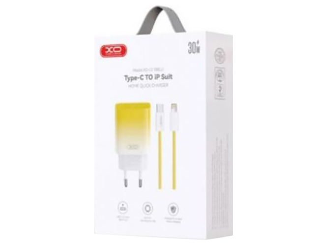 Сетевое Зарядное Устройство XO CE18 1Type-C PD/QC 30W Type-C to Lightning, Цвет Желтый