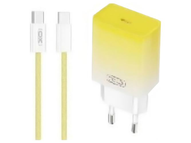 Сетевое Зарядное Устройство XO CE18 1Type-C PD/QC 30W Type-C to Type-C, Цвет Желтый