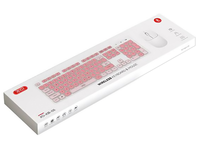 Беспроводная клавиатура и мышь XO KB-05, Цвет Розовый