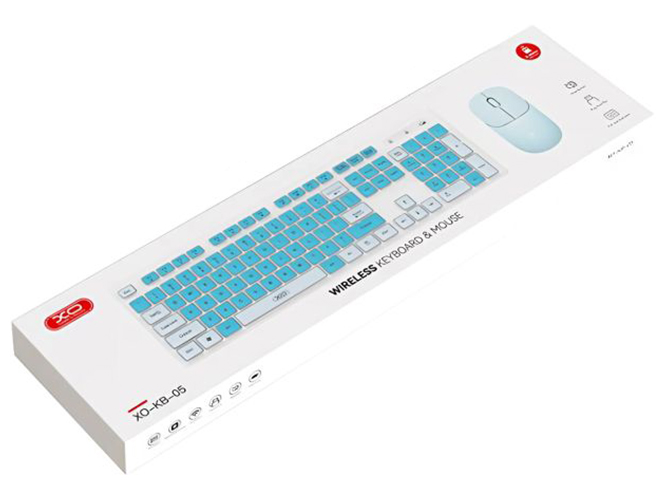 Беспроводная клавиатура и мышь XO KB-05, Цвет Голубой