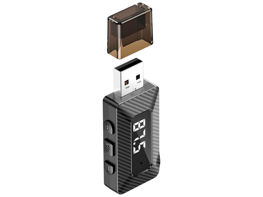 Автомобильный FM-модулятор XO BCC16, Bluetooth 5.3, дисплей, микрофон, AUX+USB, цвет черный