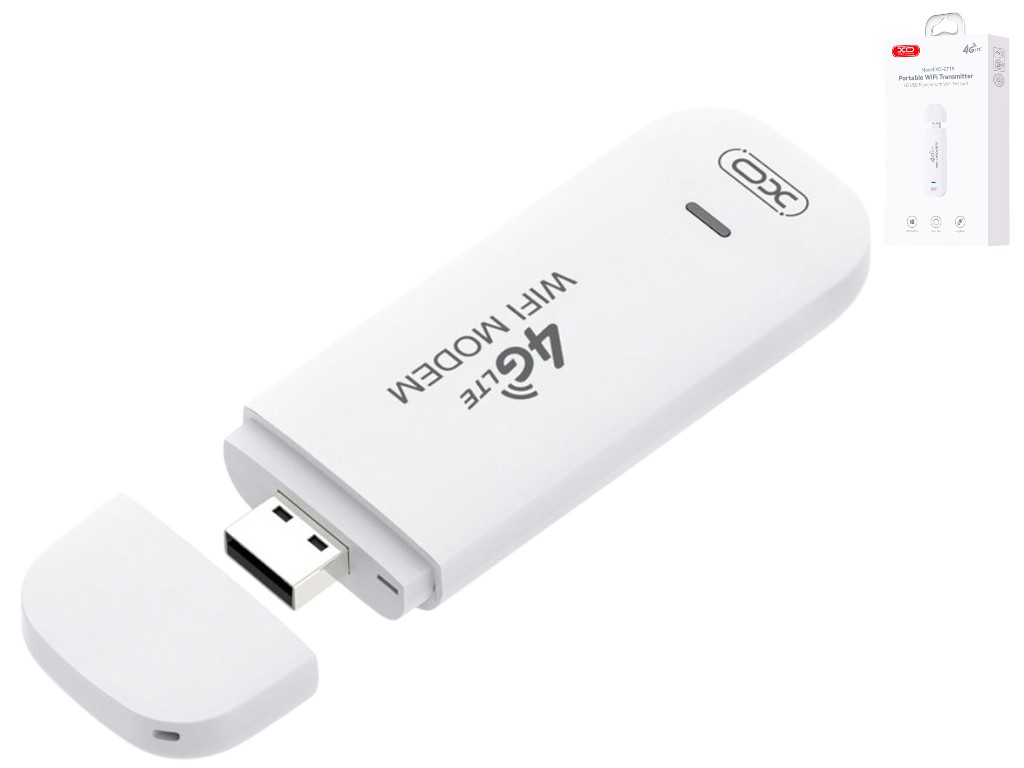 Модем XO CF19 Portable, 4G LTE, Wi-Fi/USB, съёмная антенна, 160×20×90мм, цвет белый